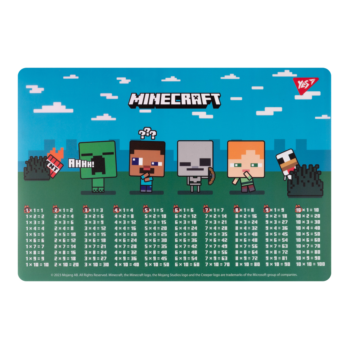 Килимок- підложка для дитячої творчості. Minecraft. 43*29см таблиця множення 492261