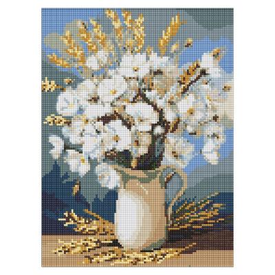 Діамантова мозаїка 30*40см. Білі маки і пшениця. Ідейка 20053