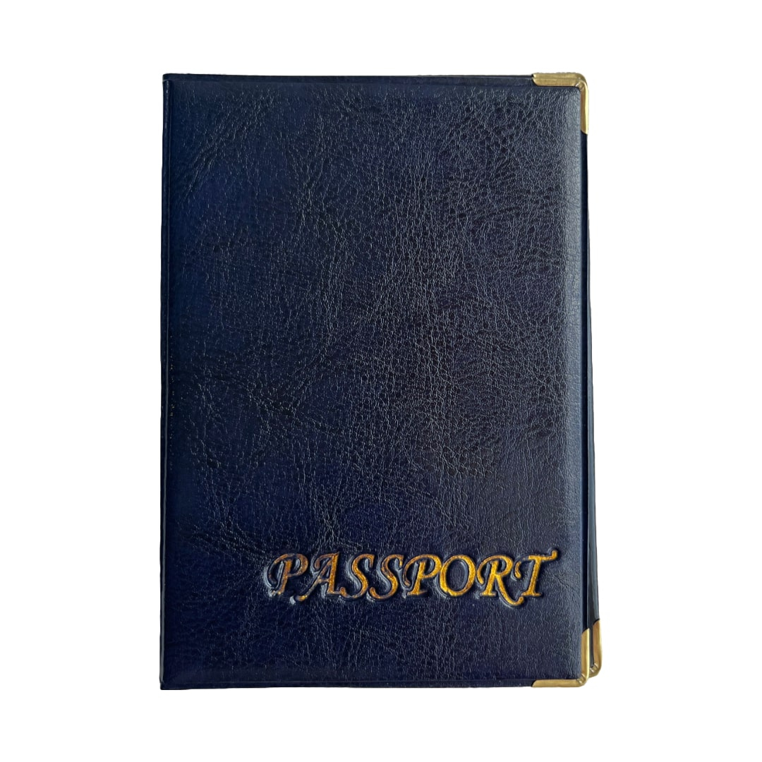 Обкладинка для закордоного паспорта, шкірзам, темно синня. JO. 6944