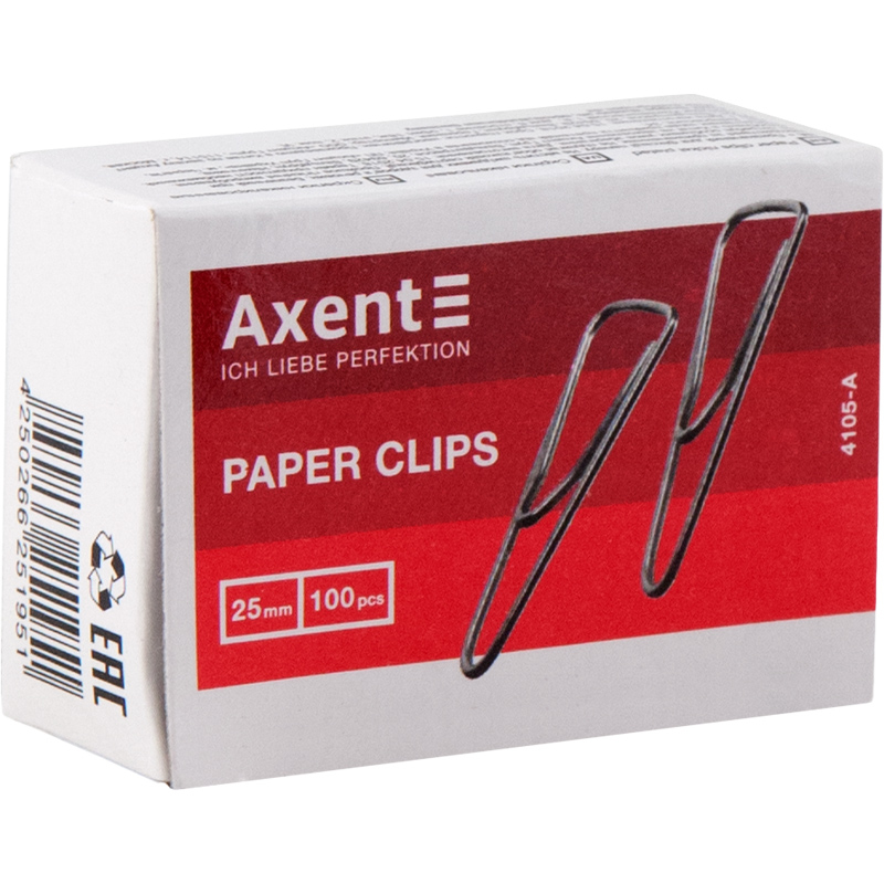 Скріпки 25мм, 100шт, трикутні, нікельовані. Axent. 4105