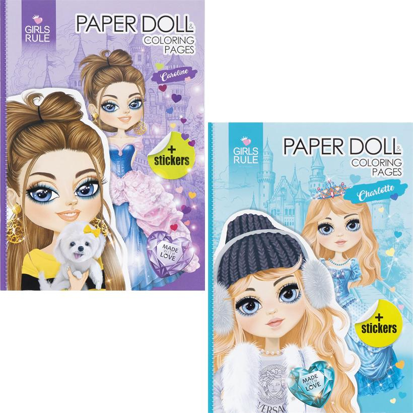 Розмальовка, Paper Doll Coloring Pages. stickers. 8 арк, 210*297, Фреш 23267