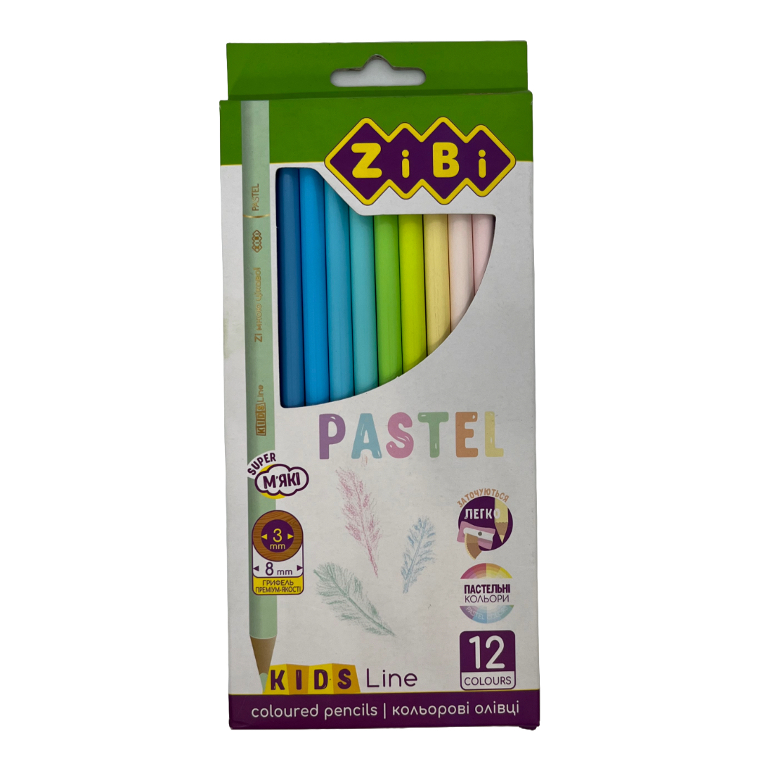 Олівці кольорові 12кол. KIDS Line. PASTEL дуже мякі. ZIBI 2470