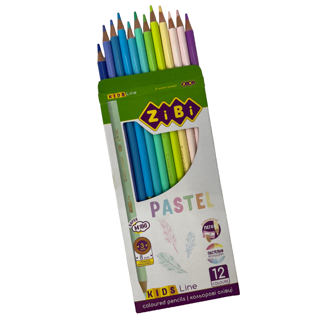 Олівці кольорові 12кол. KIDS Line. PASTEL дуже мякі. ZIBI 2470