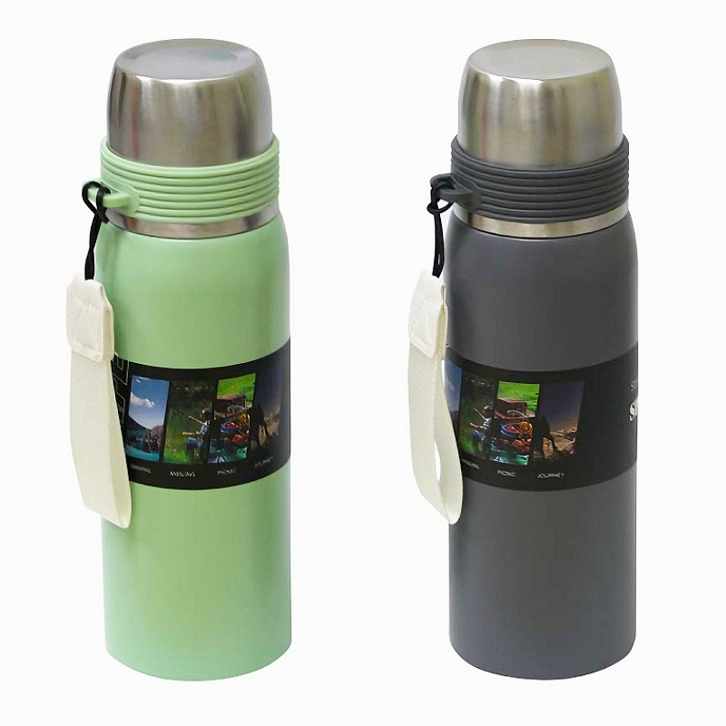Термос металевий 600мл Sport Bottle з чашкою та кнопкою 2918