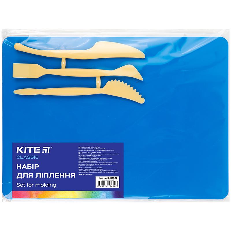 Дошка для пластиліну В5 (25*18)+стеки, пластик, синій. Kite 1140-02