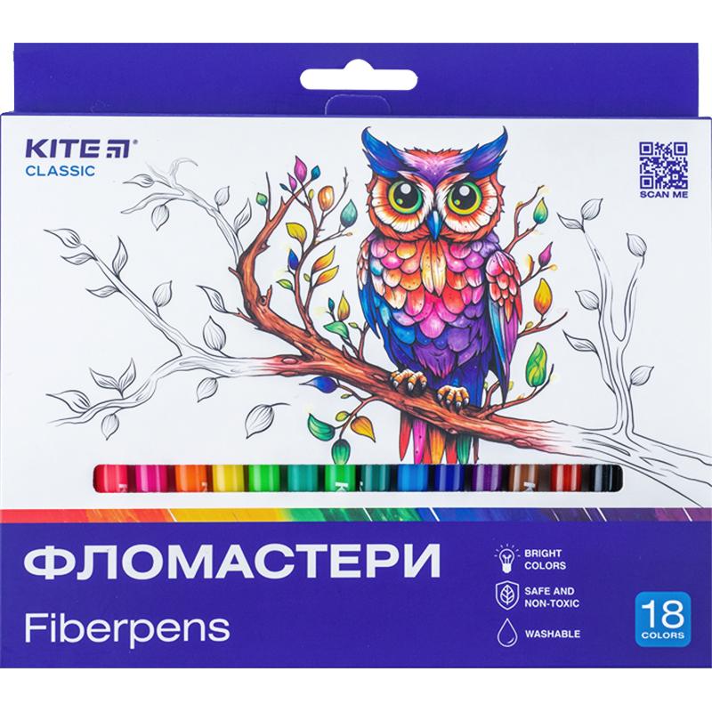 Фломастери 18 кольорів. Kite Classic 448