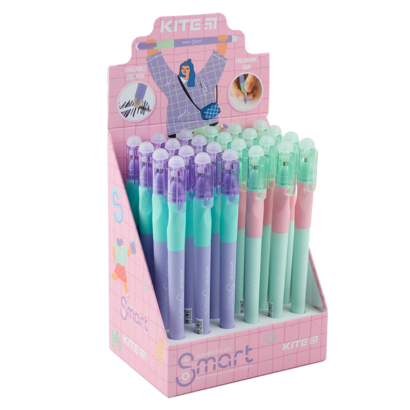 Ручка гелева Kite Smart т5. пиши-стирай. синя 0,5мм. пастельний корпус. 23-098-2