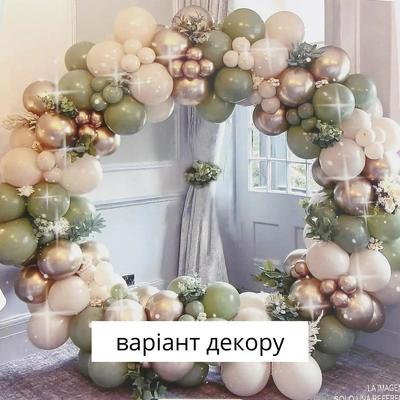 Фотозона з повітряних кульок. КРУГЛА. Золото Зелена 1065