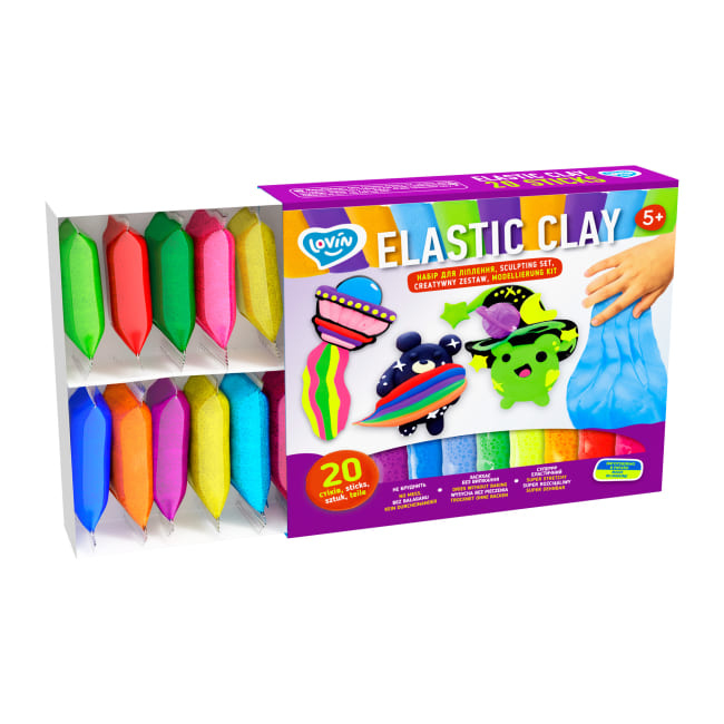 Повітряний пластилін 20кол. Elastic Clay. Ловін 70140