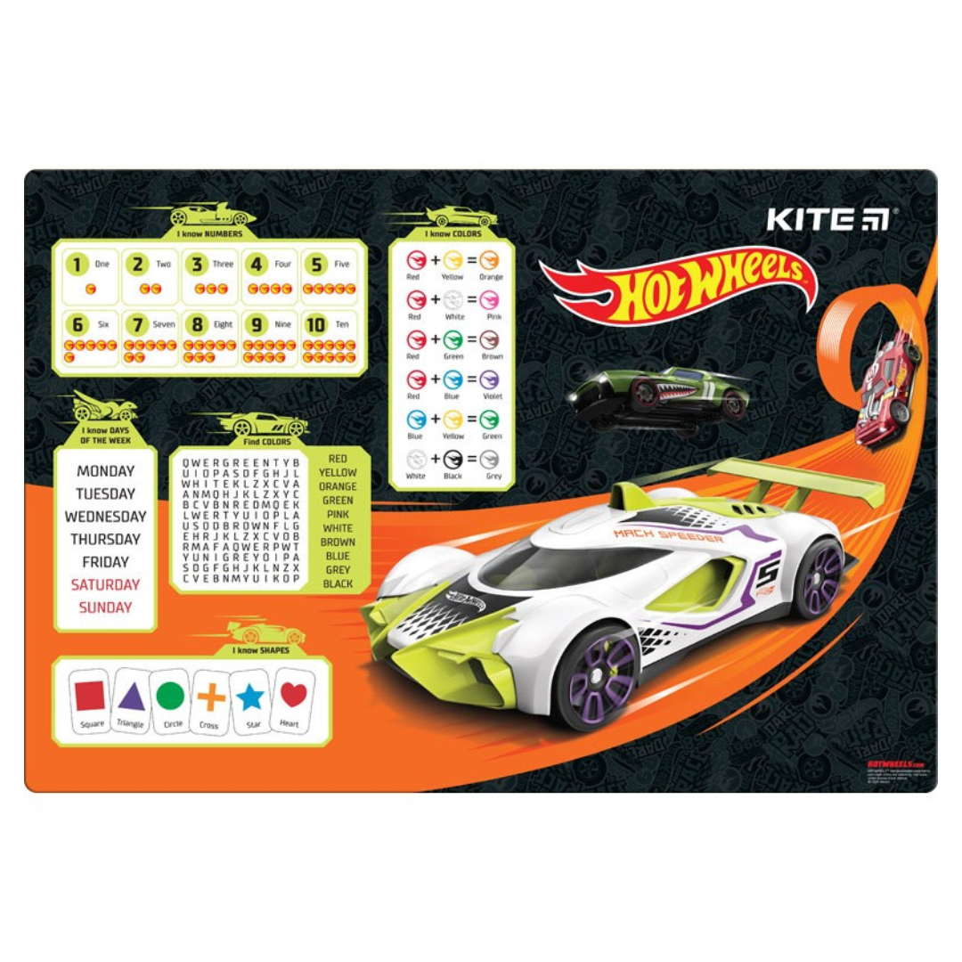 Килимок- підложка для дитячої творчості. Hot Wheels. 43*29см. англійська. 23-207