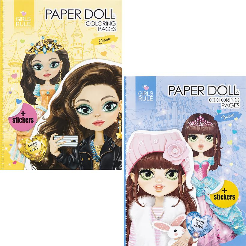 Розмальовка, Paper Doll Coloring Pages. stickers. 8 арк, 210*297, Фреш 23267