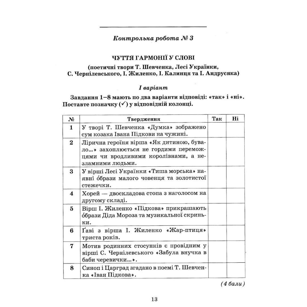 Українська література 6 клас. зошит для контр. робіт. Авраменко О.М. Грамота 9536