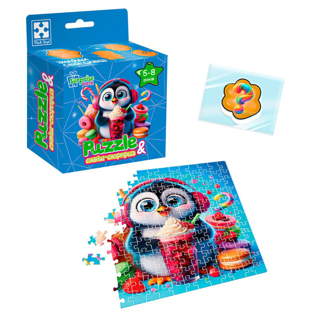 Розвиваюча гра/пазли на 180елем. із сюрпризом. Пінгвінятко. Vladi Toys 8030-06