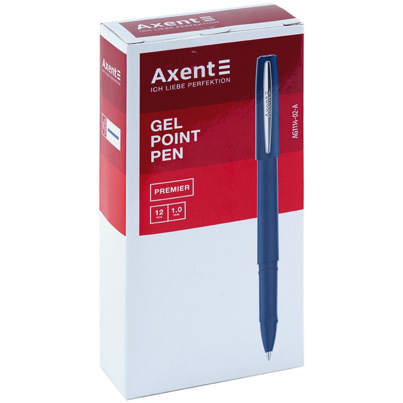 Ручка гелева Axent Premier синя 1мм 1114-02