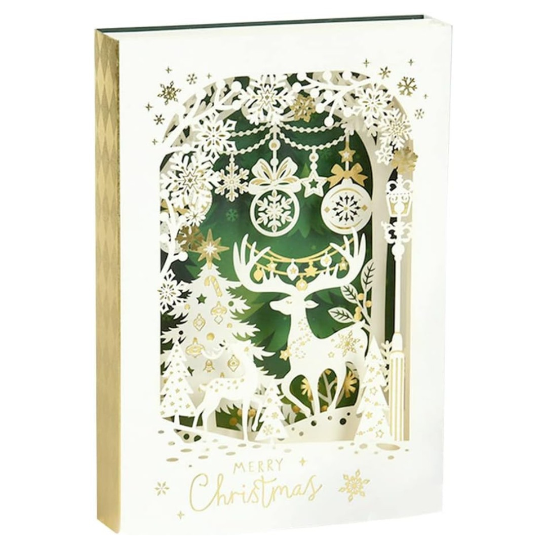 Листівки новорічні Christmas card. Багатошарова. Товста золота оборка з ромбами 2408