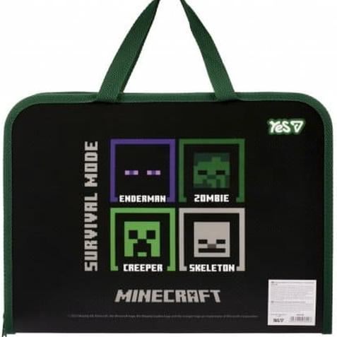 Папка-портфель пластиковий на блискавці з ручками А4. Minecraft. Yes 492168