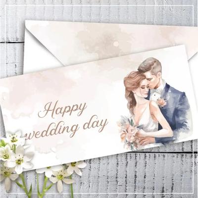 Конверт-листівка для грошей. Happy wedding day. КД 058