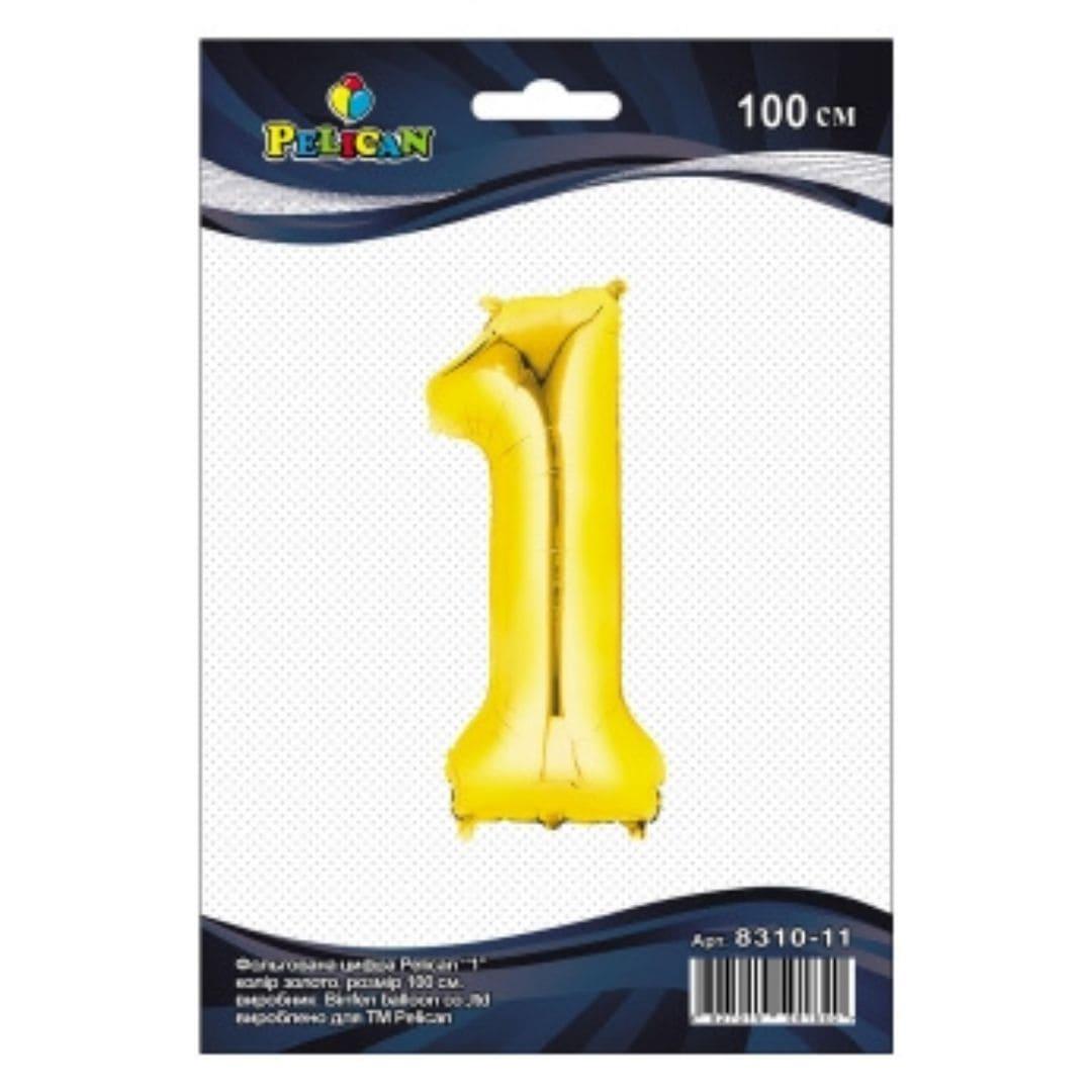 Кулька фольгована цифра 1. 100 см. золото. Пелікан 831011