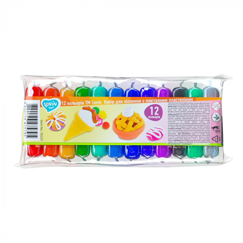 Повітряний пластилін 12кол. Lovin. 70137