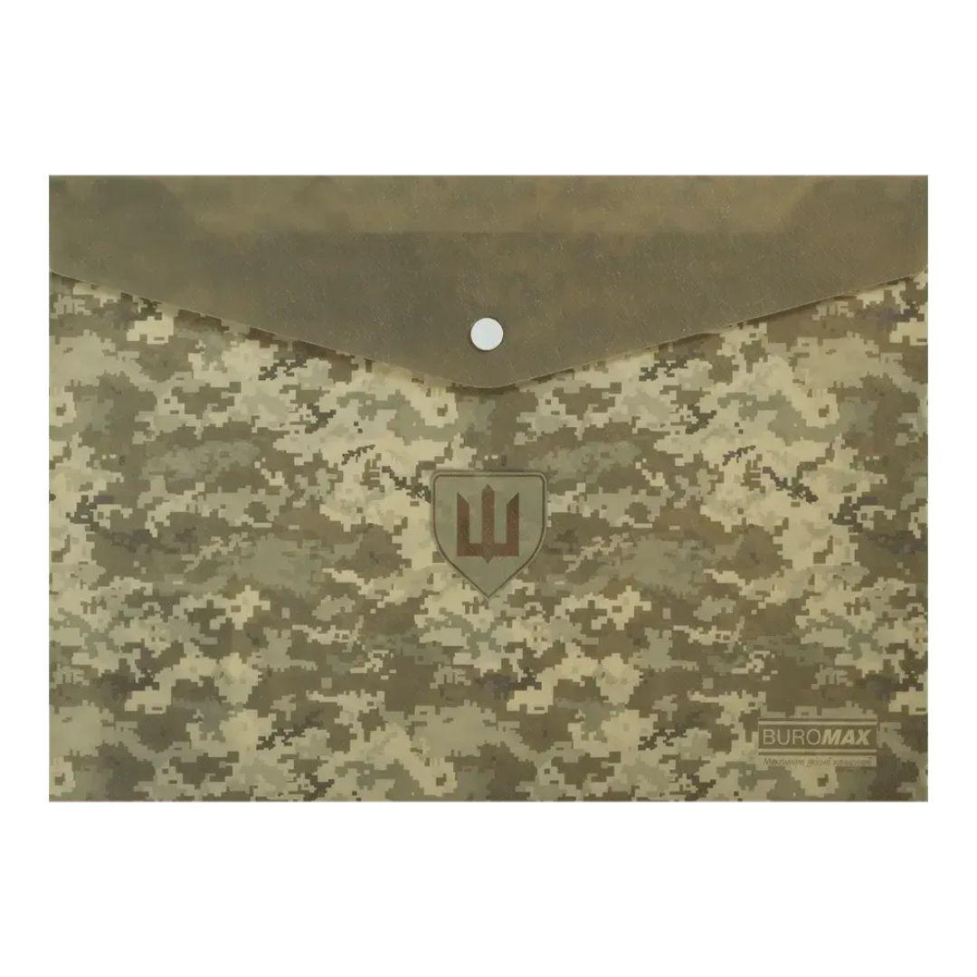 Папка-конверт на кнопці А4 пластикова Buromax. Military 3943-04