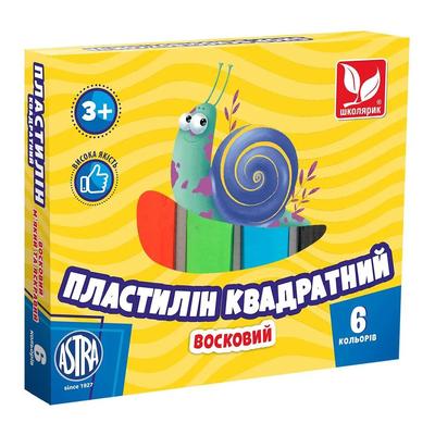 Пластилін квадратний восковий 6кол. М'який та яскравий. Школярик 83811908