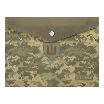 Папка-конверт на кнопці А5 пластикова Buromax. Military 3919-04