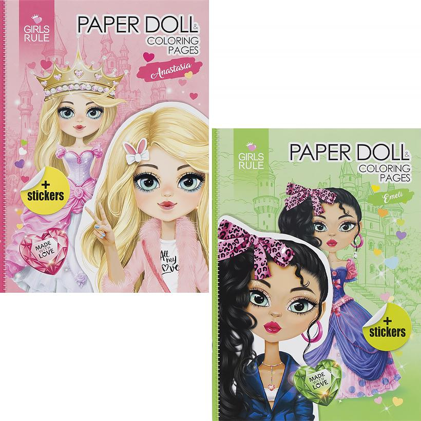 Розмальовка, Paper Doll Coloring Pages. stickers. 8 арк, 210*297, Фреш 23267