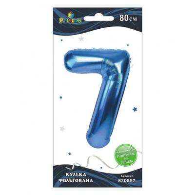 Кулька фольгована цифра 7. 80 см. синя. Пелікан. 830857