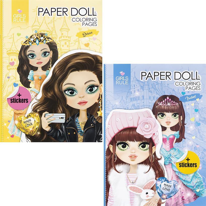 Розмальовка, Paper Doll Coloring Pages. stickers. 8 арк, 210*297, Фреш 23267