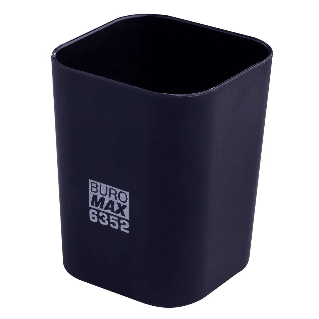 Стакан для ручок пластиковий RUBBER TOUCH, чорний. BM. 6352-01