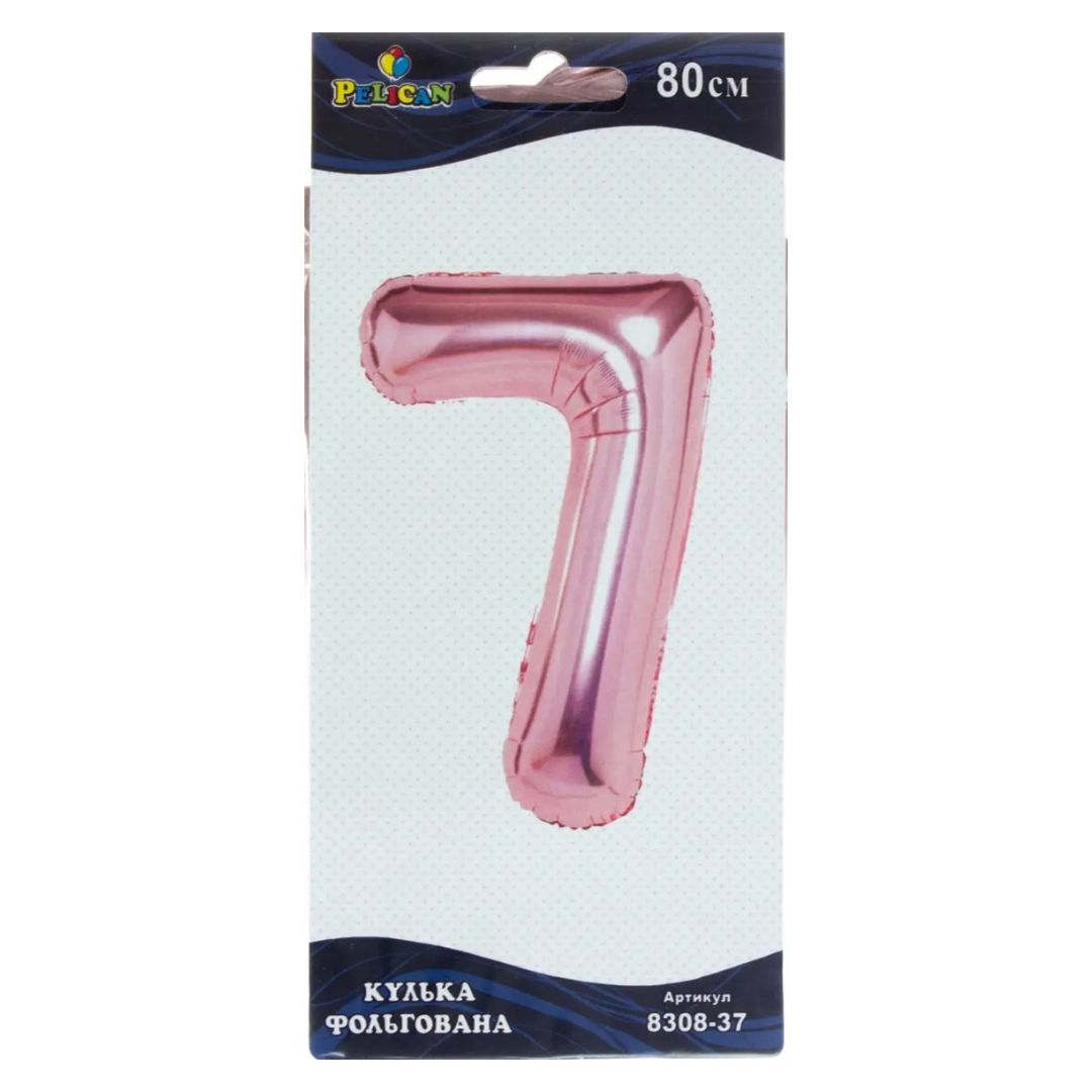 Кулька фольгована цифра 7. 80 см. рожеве золото. Пелікан 830837