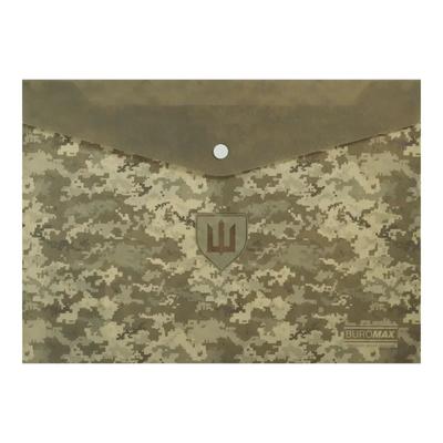 Папка-конверт на кнопці А4 пластикова Buromax. Military 3943-04
