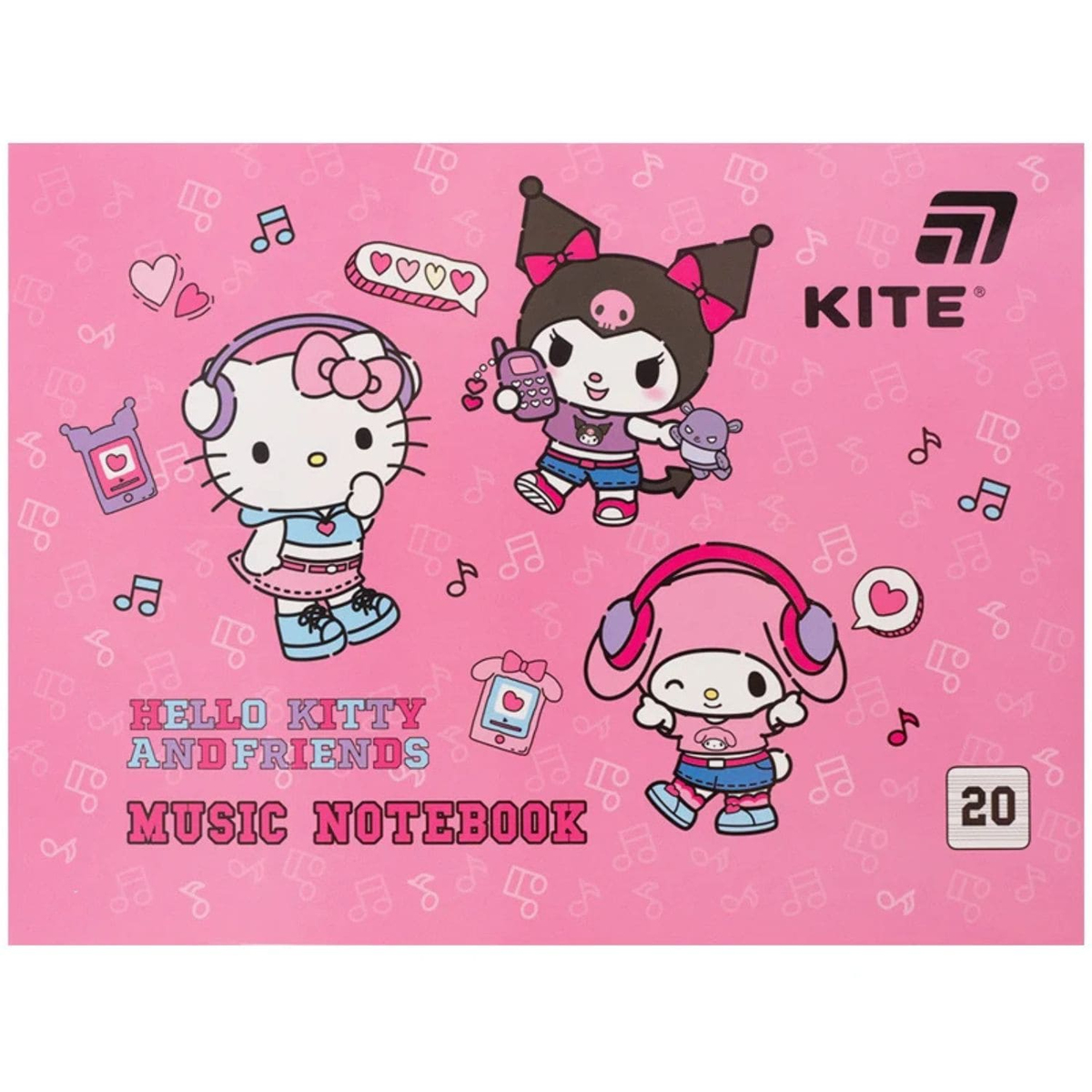 Зошит для нот А5. 20 аркушів. Hello Kitty. Kite 26-405