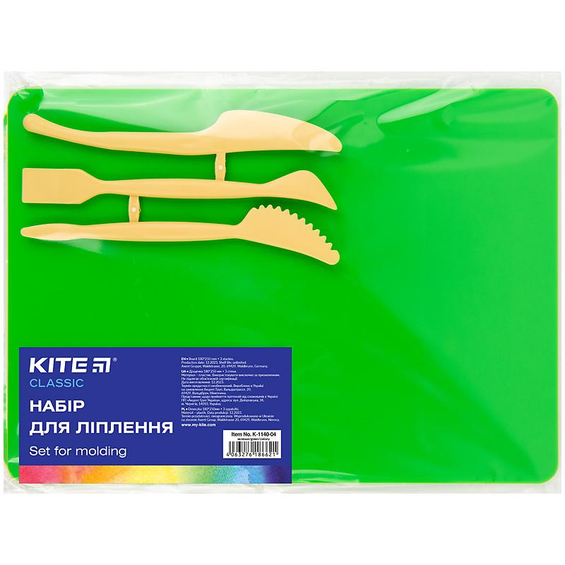 Дошка для пластиліну В5 (25*18)+стеки, пластик, зелений Kite 1140-04