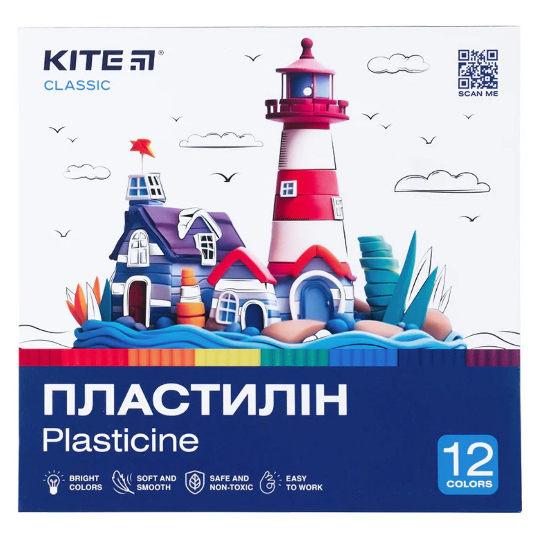 Пластилін дитячий 12кол. Kite Classic К-1086