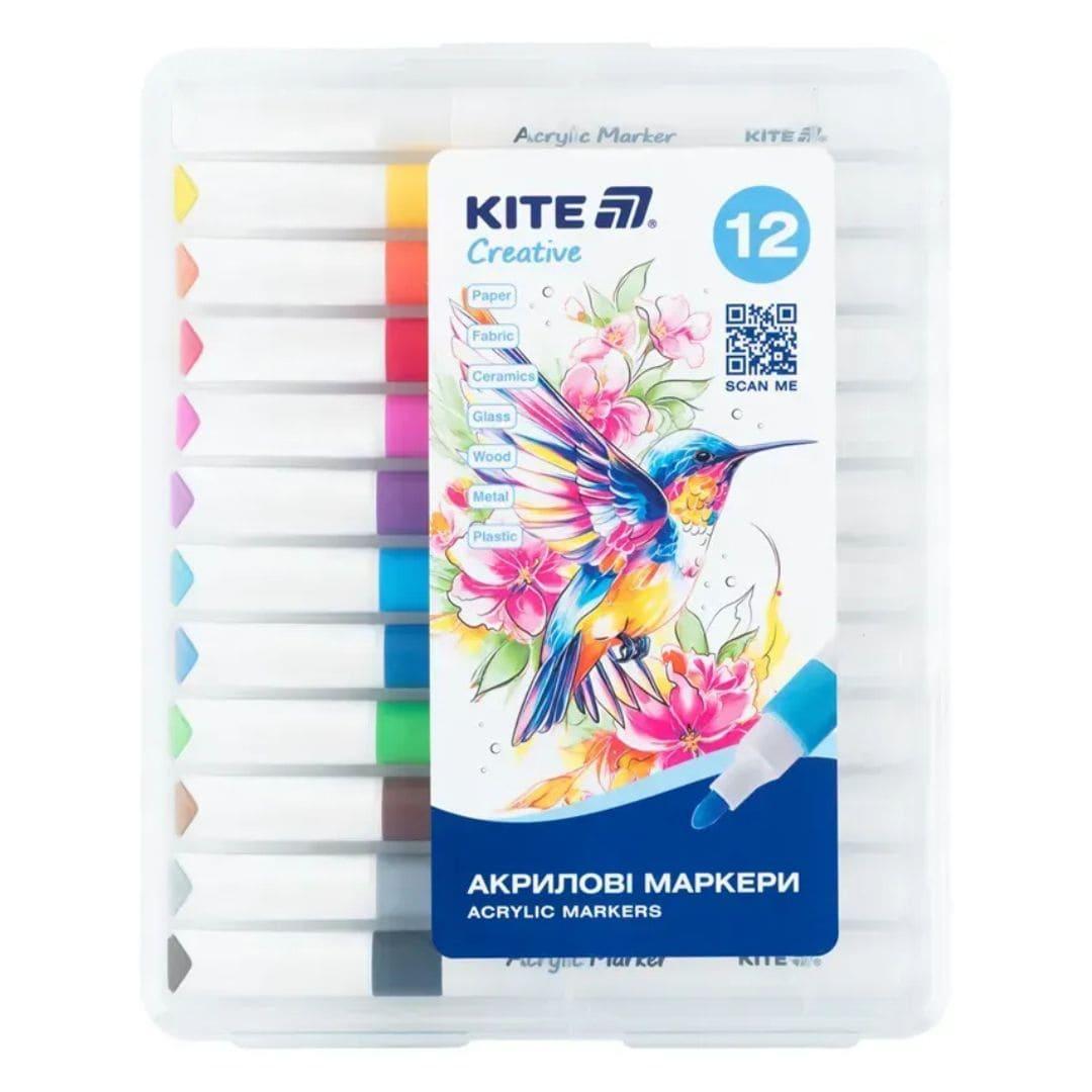 Маркери акрилові 12 кол. у пластиковій кор. Kite creative 1290
