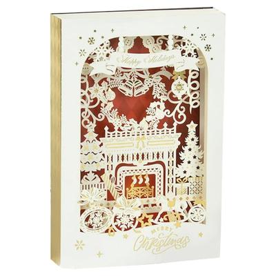 Листівки новорічні Christmas card. Багатошарова. Товста золота оборка з ромбами 2408