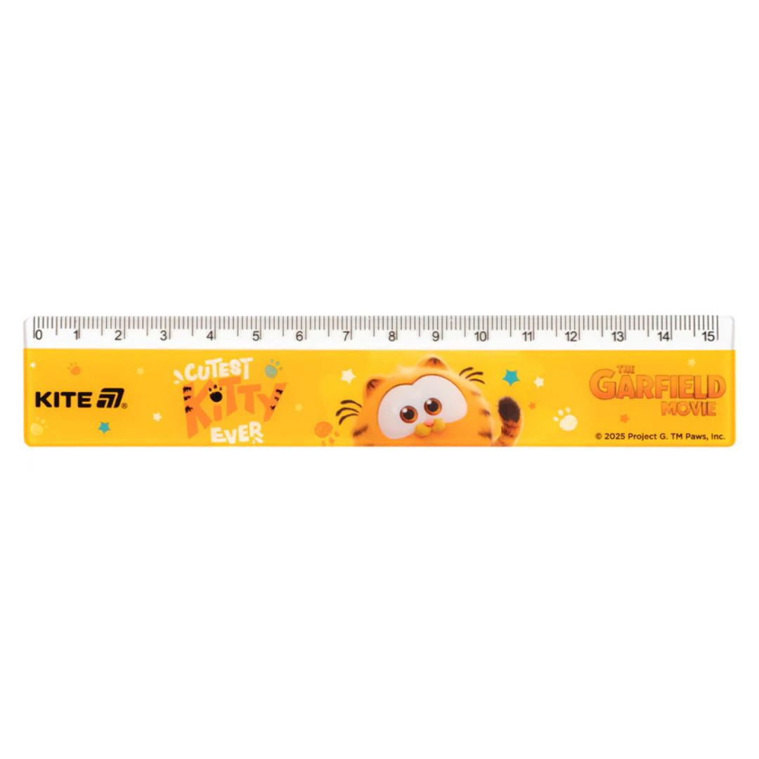 Лінійка пластикова, 15 см. Garfield. Kite 25-090