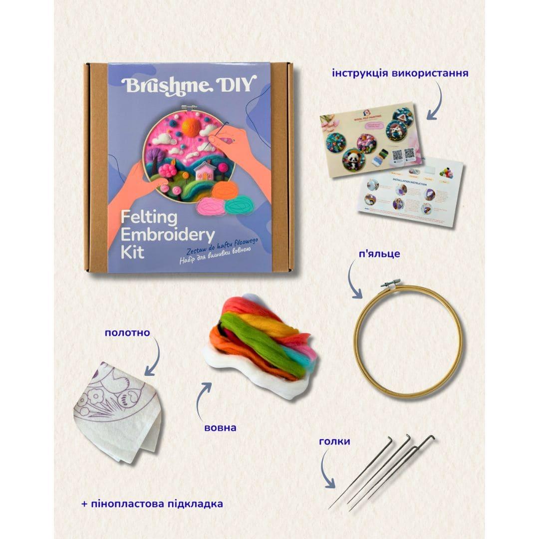 Набір для валяння картини з вовни. Світ рожевих мрій. Brushme DIY 006
