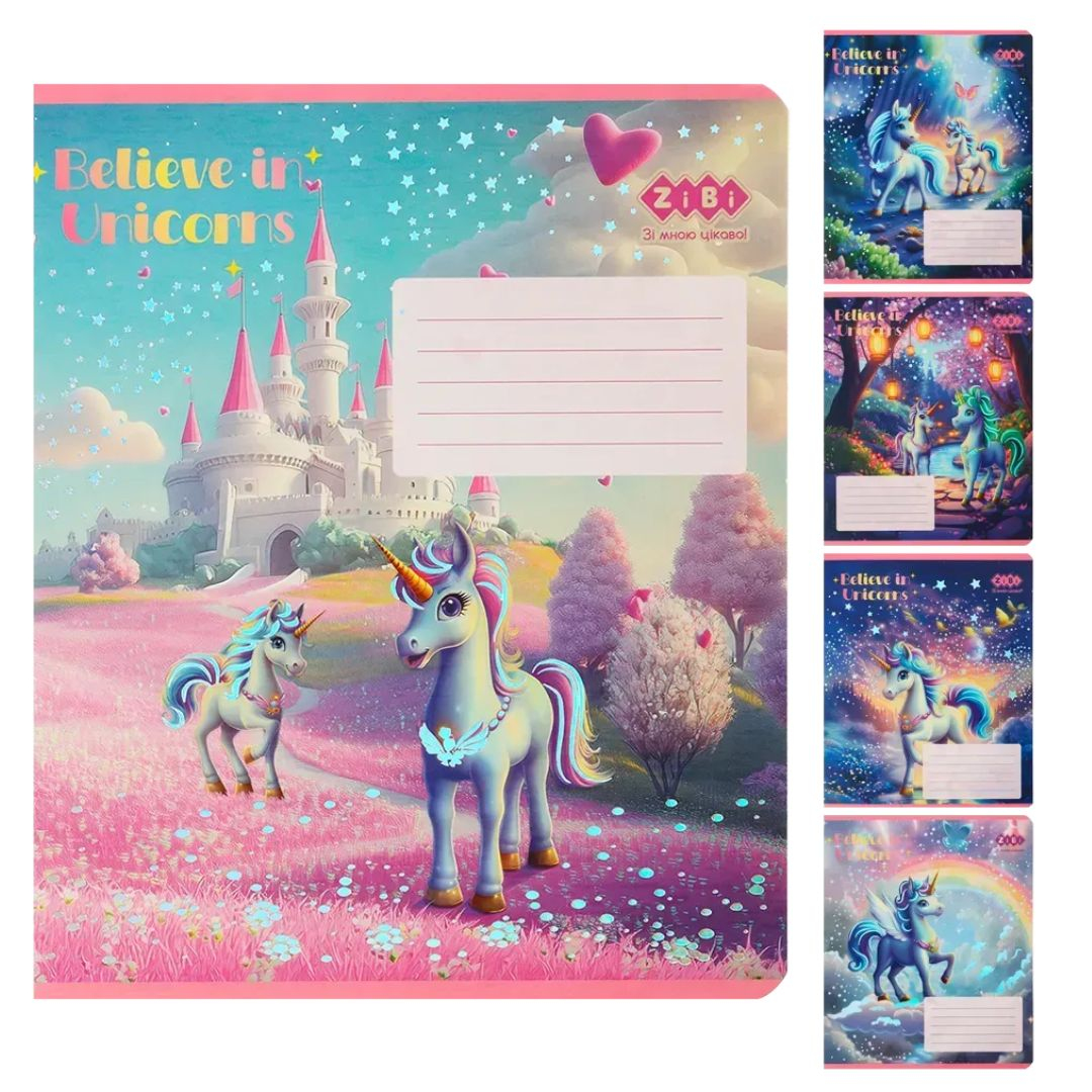 Зошит А5. 12 аркушів. Клітинка. Unicorn. ZIBI 25.1752