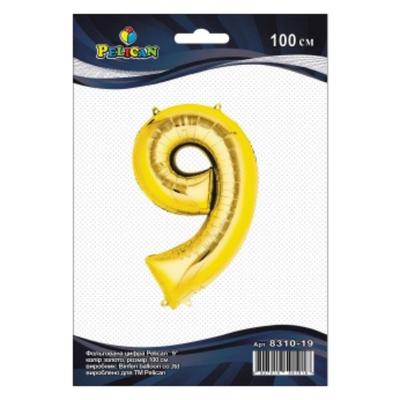 Кулька фольгована цифра 9. 100 см. золото. Pelikan 831019