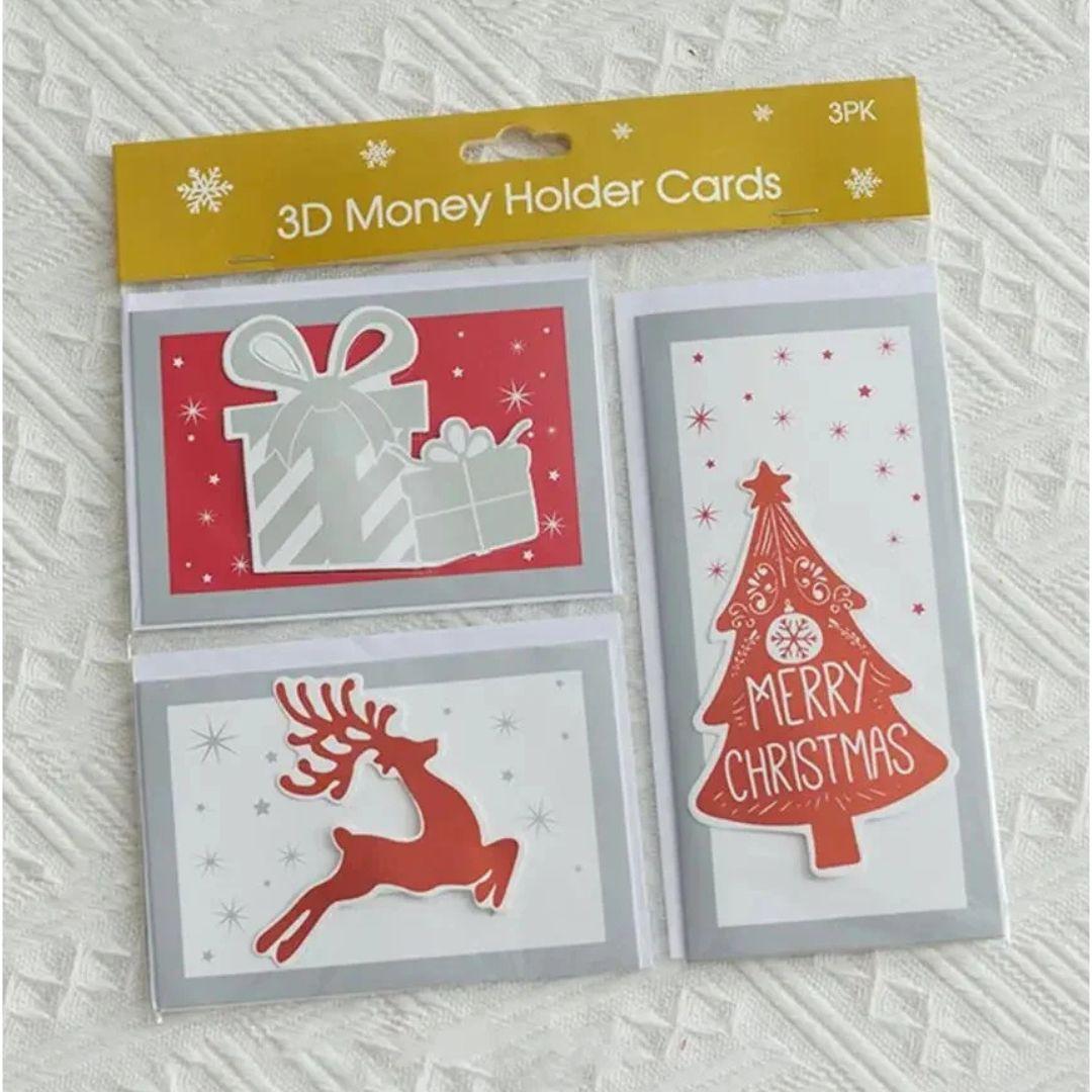 Листівки новорічні 3d Money Holder Cards ЗРК. 3шт в наборі  P83 0728
