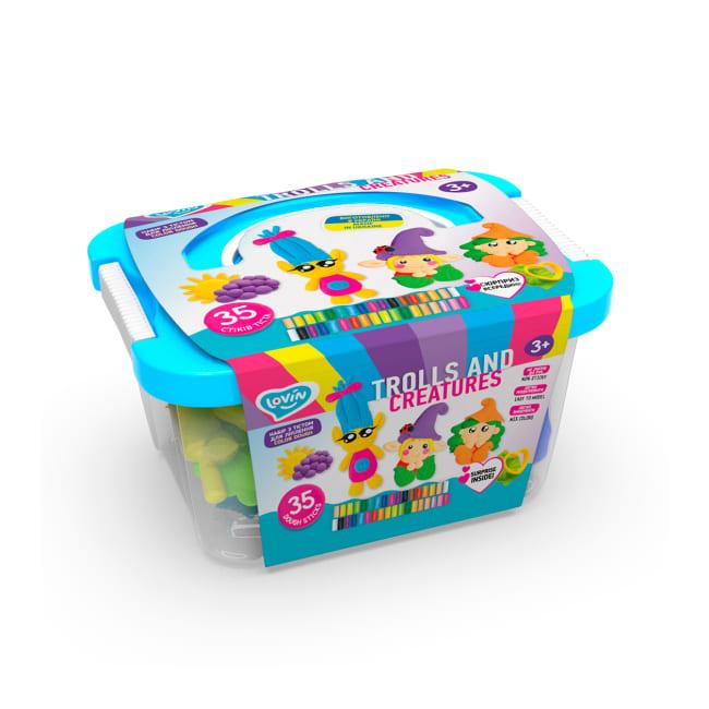 Набір тіста для ліплення 35шт. Trolls and creatures box. Lovin 41220