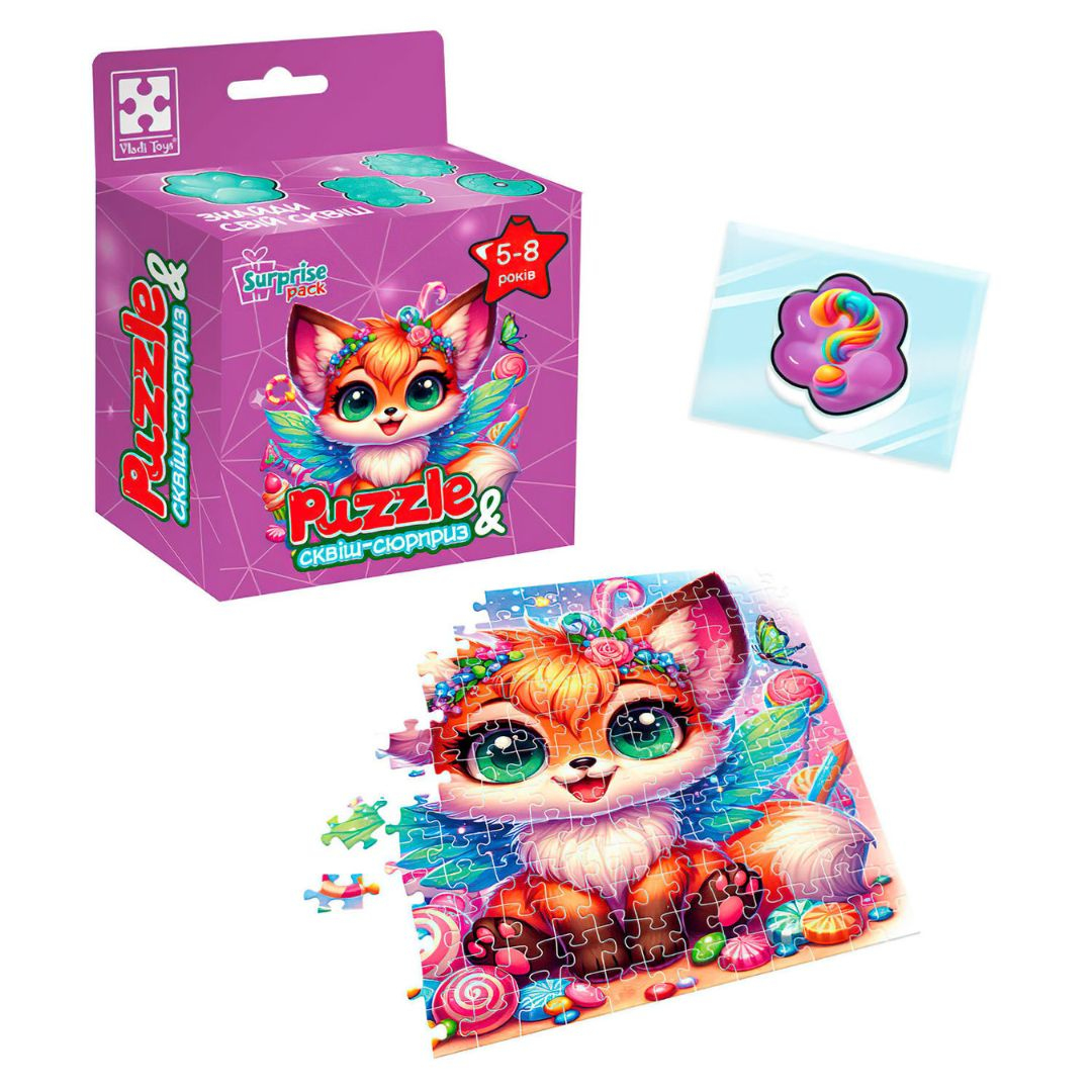 Розвиваюча гра/пазли на 180елем. із сюрпризом. Лисеня. Vladi Toys 8030-10