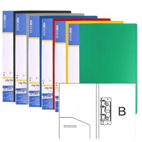 Папка з притиском. CLIP B. з двома карманами. сіра. Economix 31208-10