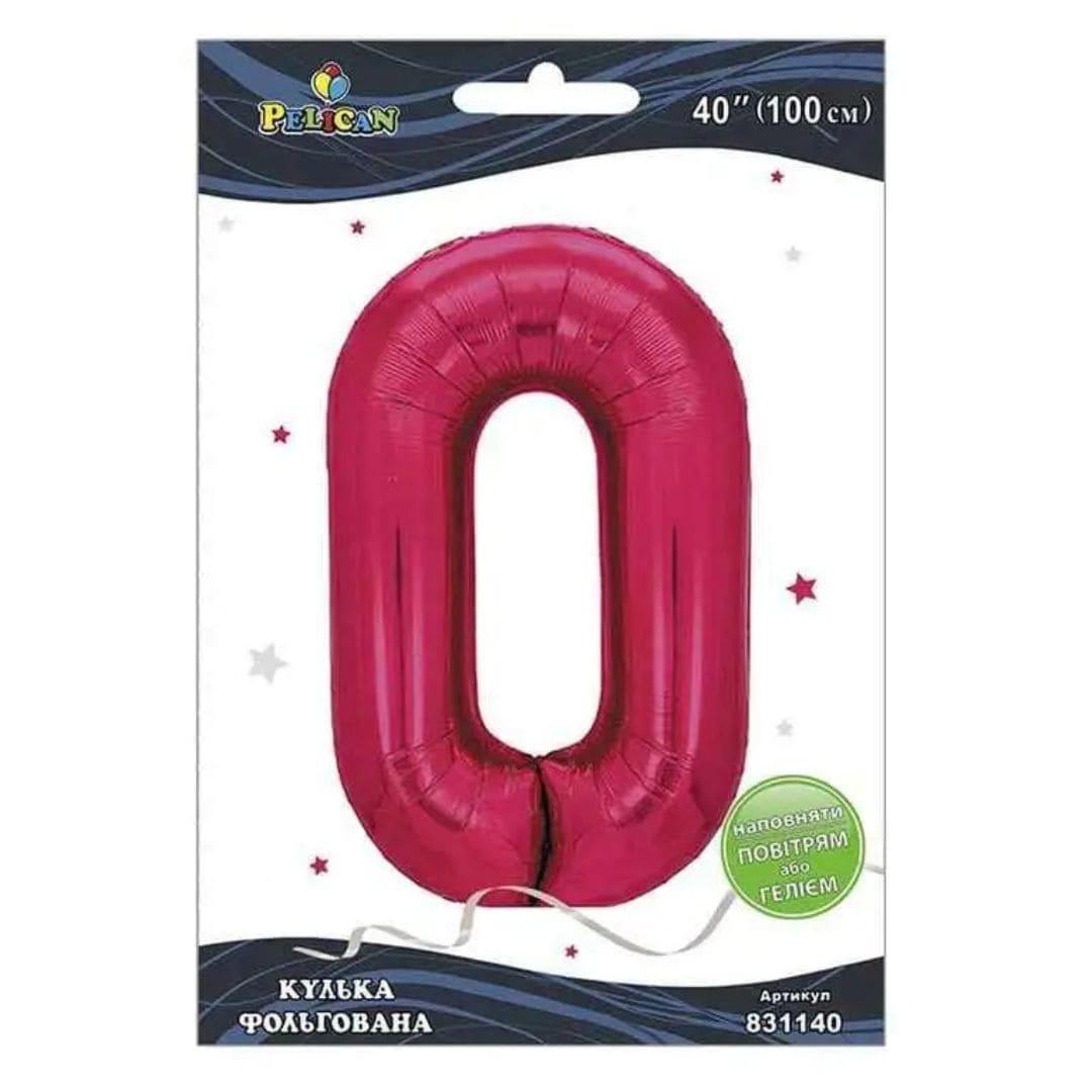 Кулька фольгована цифра 0. 100 см. фуксія. Pelikan 831140