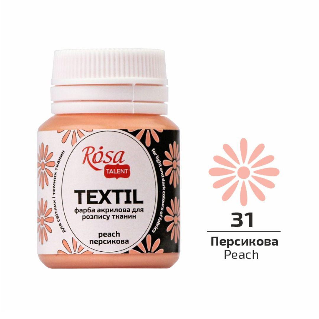 Акрилова фарба для розпису тканин №31 персикова 20 мл.talent. Роса 263431