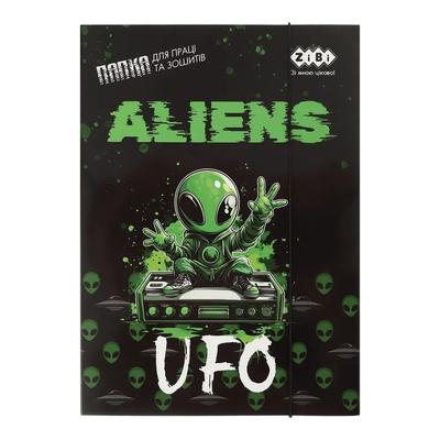 Папка для праці та зошитів А4  UFO. картонна на гумці. Kids Line 14940-01