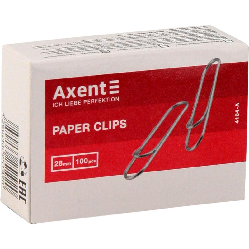 Скріпки 28мм, 100шт, круглі загнуті. Axent 4104