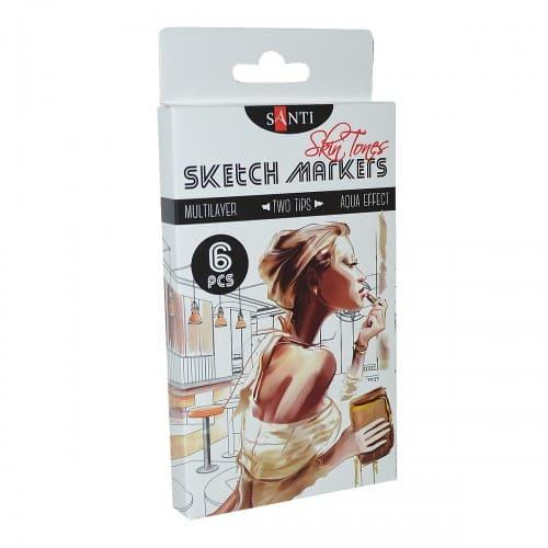 Скетч-маркери акварельні 6 кол. Skin Tones SANTI 390568